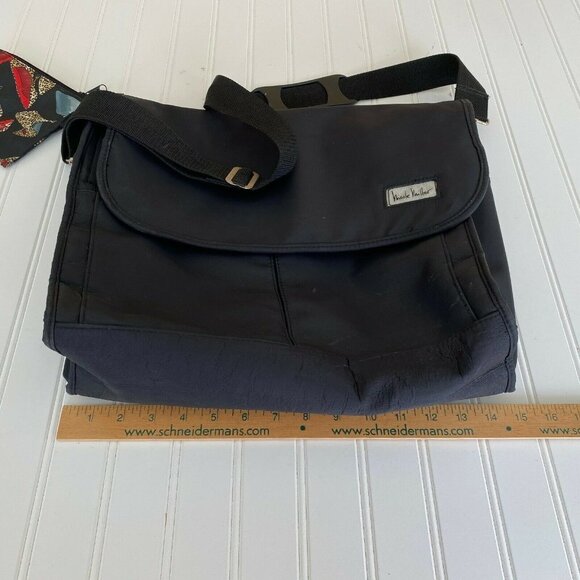 Black Diaper Bag Messenger Bag Take Cover by Nicole Miller w/Accessory Bag Heels - Picture 9 of 9